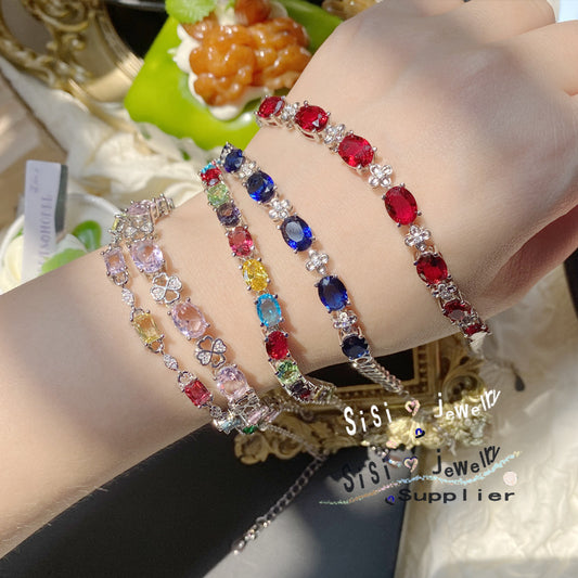 Bracelets lumineux d'intérêt spécial arc-en-ciel plaqué or en cristal bonbon pour femmes