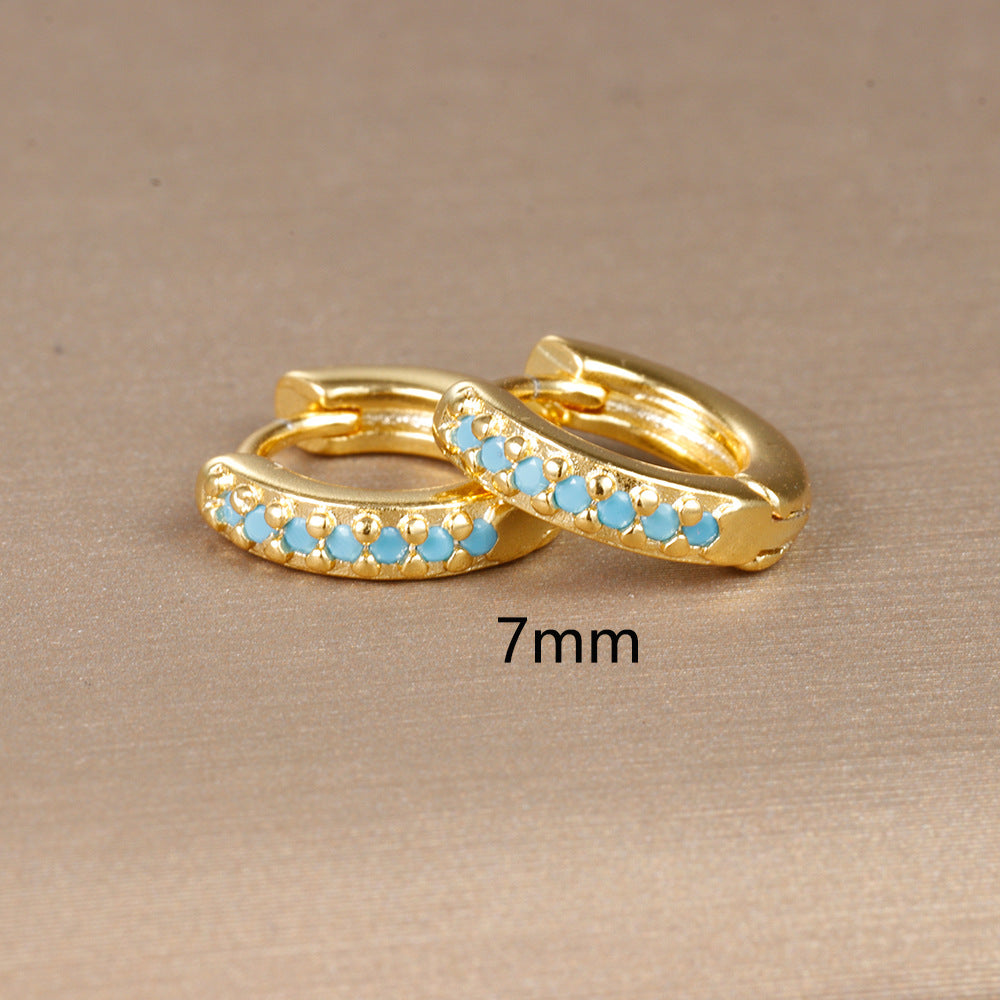 Simple Eardrop Blue Pine Zircon Circle Ear Bracelets