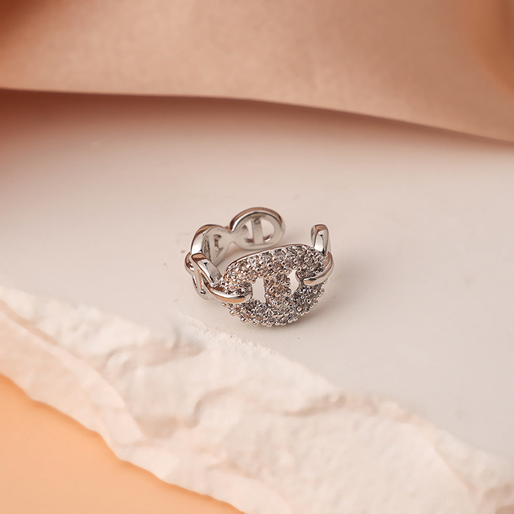 Women's Pig Nose Light Luxury Super Flash Zircon High-grade Ear Clip