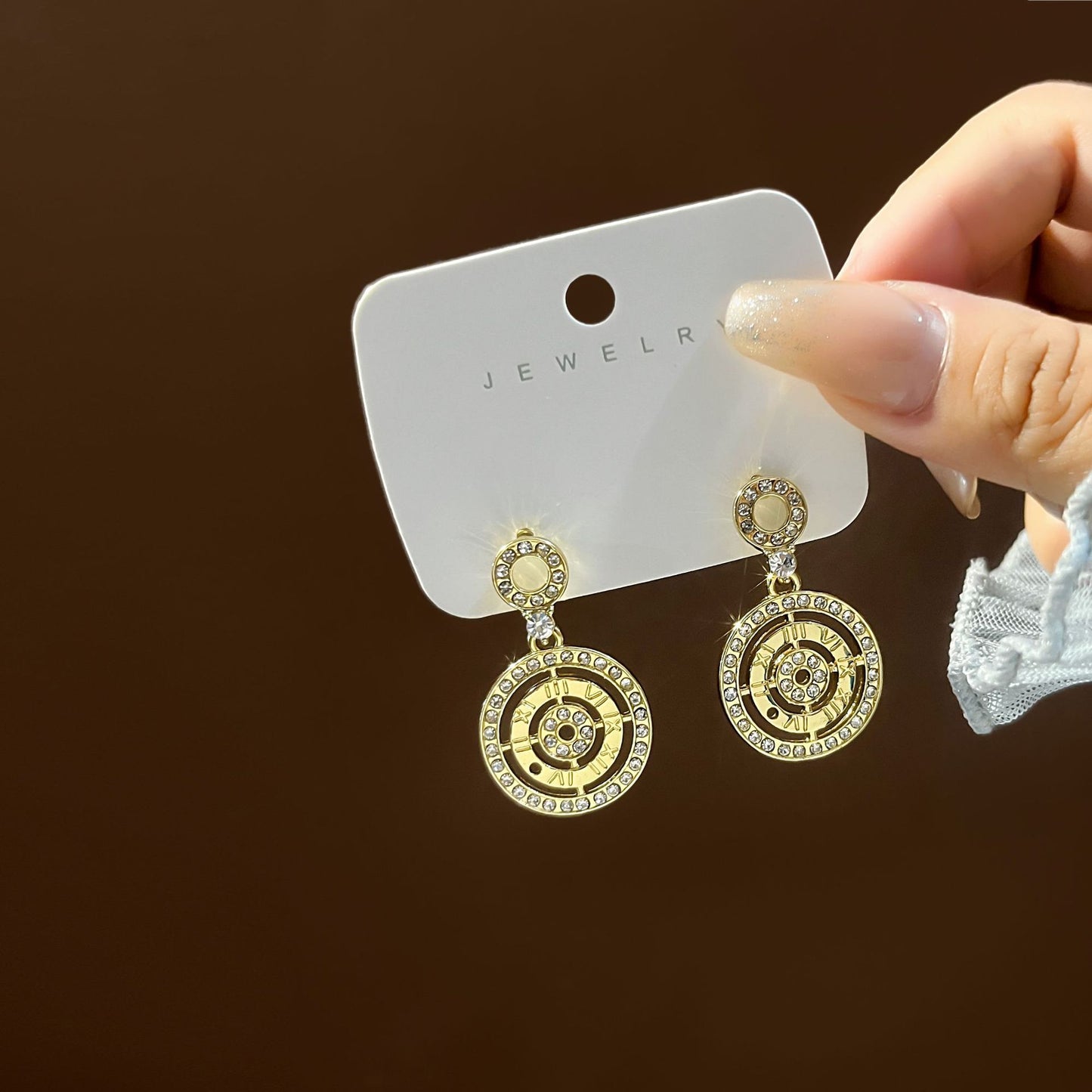 Sier Needle Flashing Collection Exquisite Full Earrings