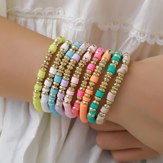 Costume bohème été plage bracelets souples dorés