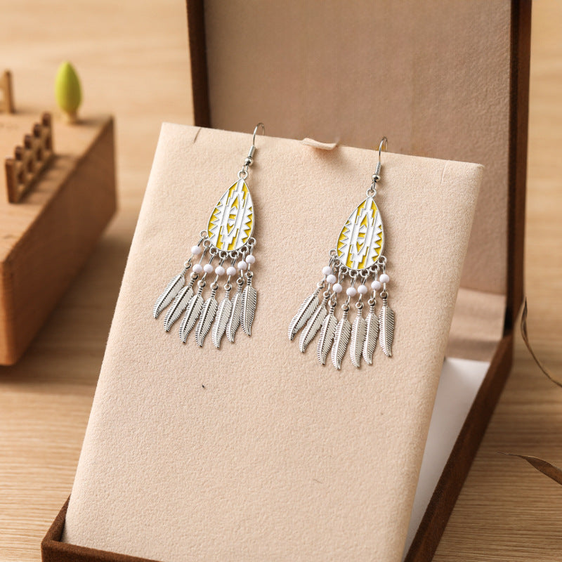 Bohemian Tassel Water Drop Summer Vacation Style Dopamine Earrings