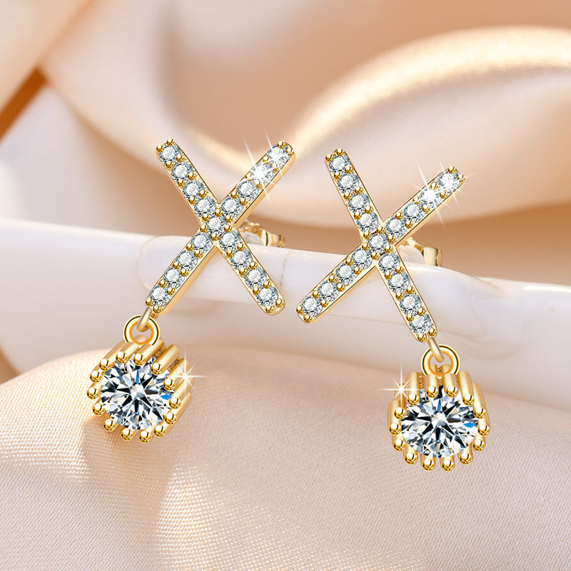 Women's Atmosphere Sense Pinch Light Luxury Rhinestone Earrings