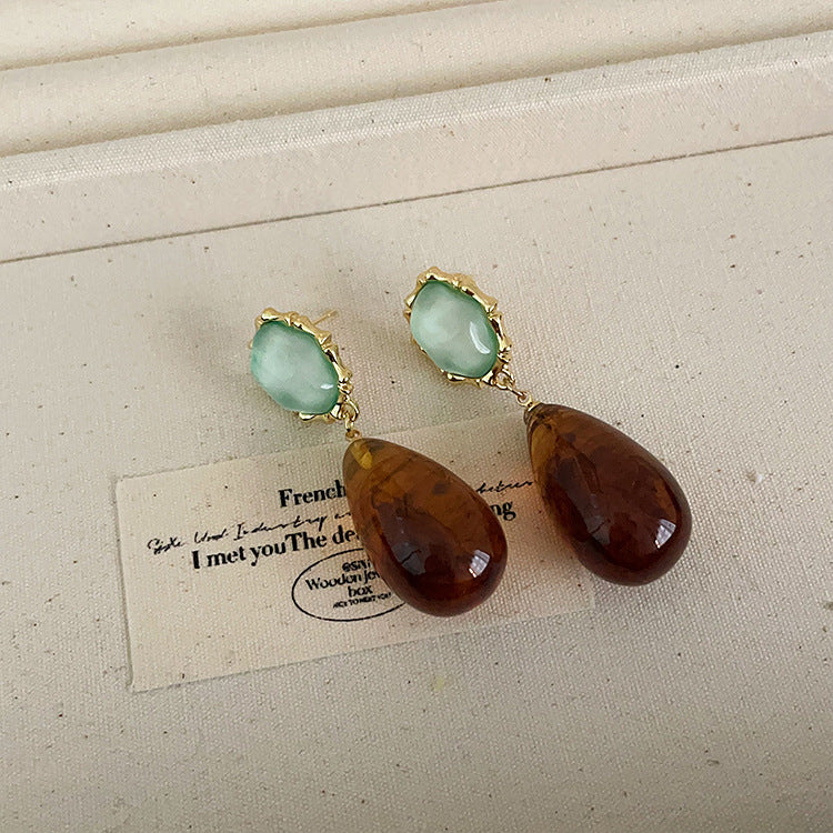 Contrast Color Resin Metal Female French Earrings