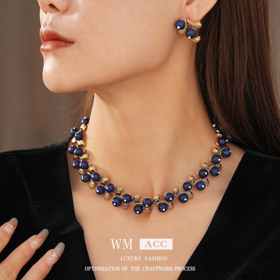 Women's Drop Flower Ear Fashion Vintage Court Style Jewelry Set