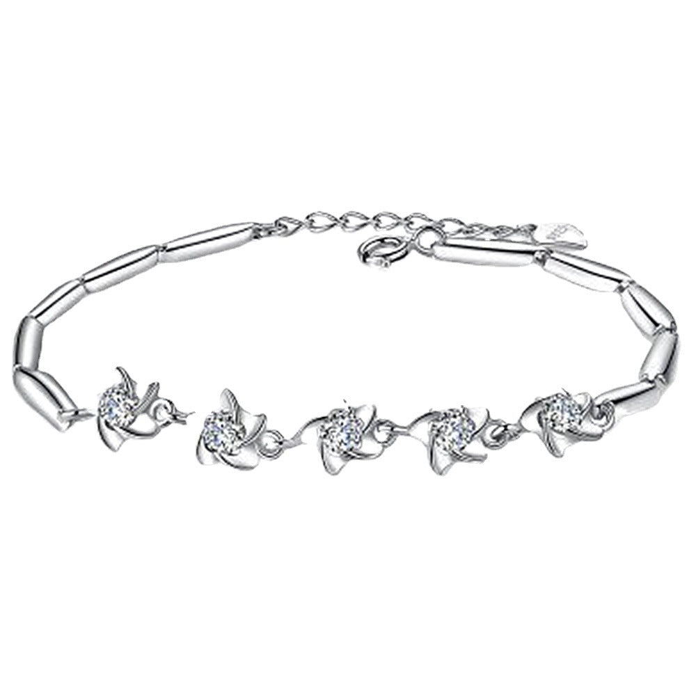 Bracelets de mer simples en forme de moulin à vent plaqué argent pour femmes