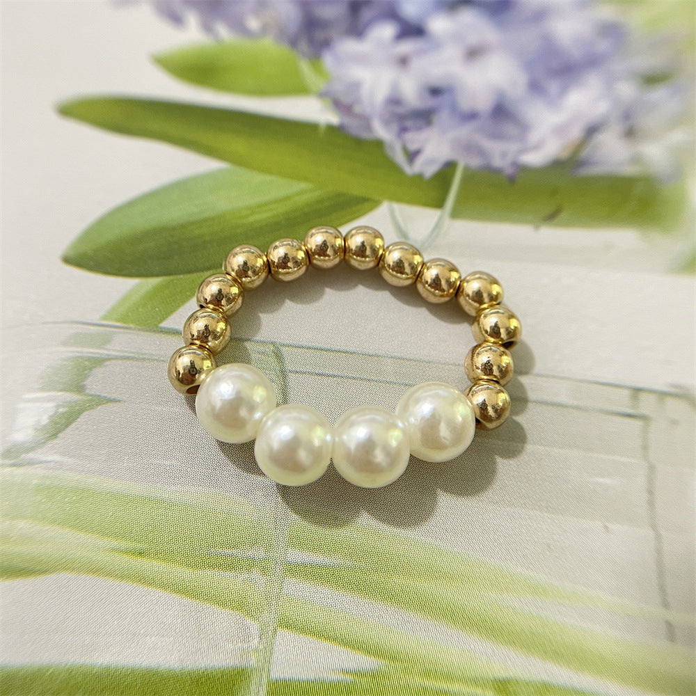 Bead Flower Colorful Woven Small Index Finger Female Rings