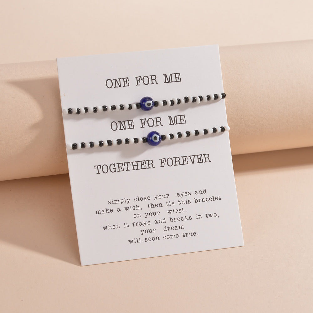 Bracelets de carte de copines de couple de tissage de perles d'yeux