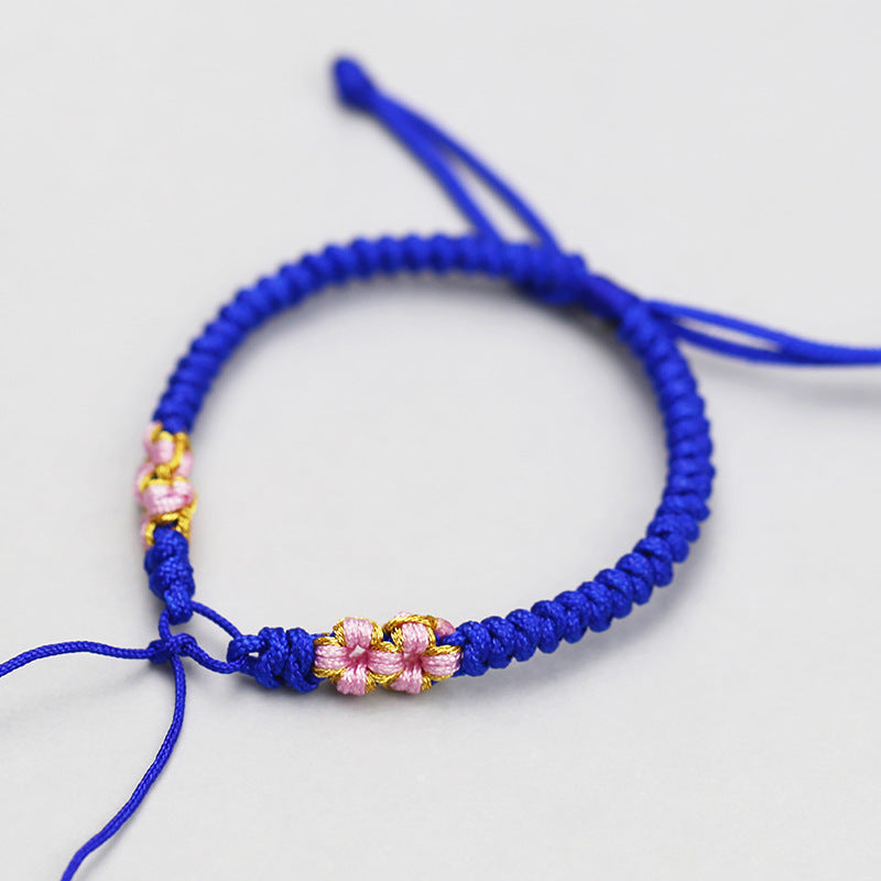 Bracelets en corde tressée avec nœud en fleur de pêche, sangle de transport exquise