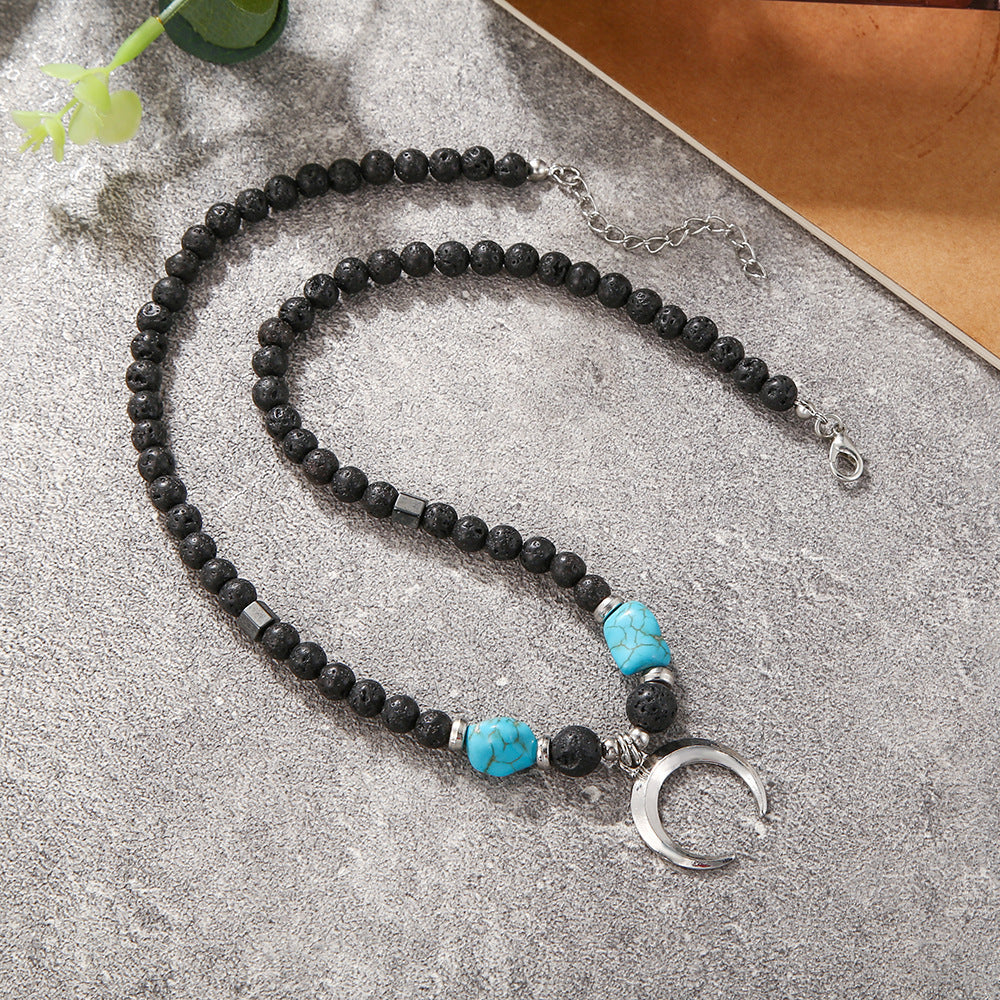 Men's Beaded Volcanic Rock Tigereye Coconut Shell Necklaces