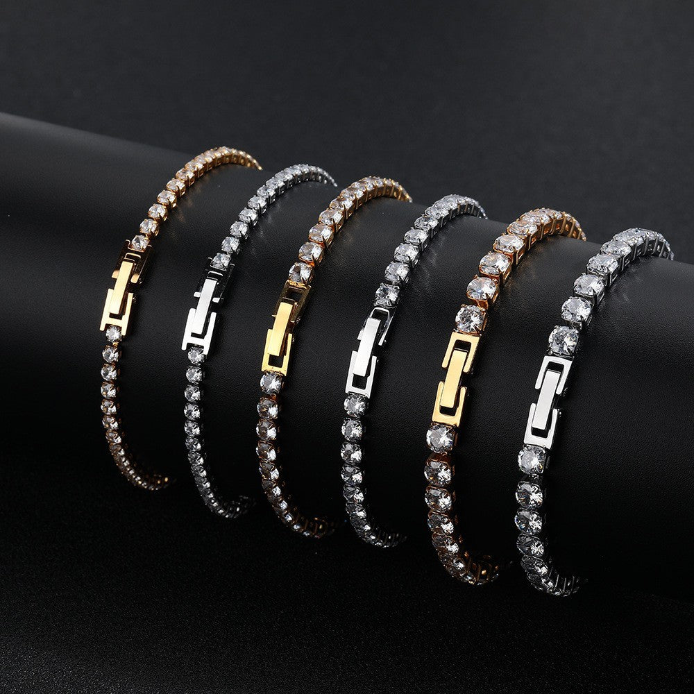 Women's & Men's Single Row Diamond Full Rhinestone Zircon Bracelet