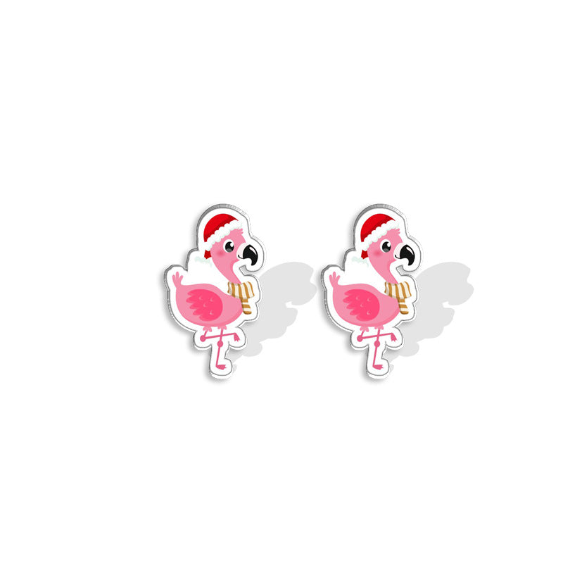 Acrylic Christmas Holiday Female Creative Cartoon Hat Resin Stud Earrings