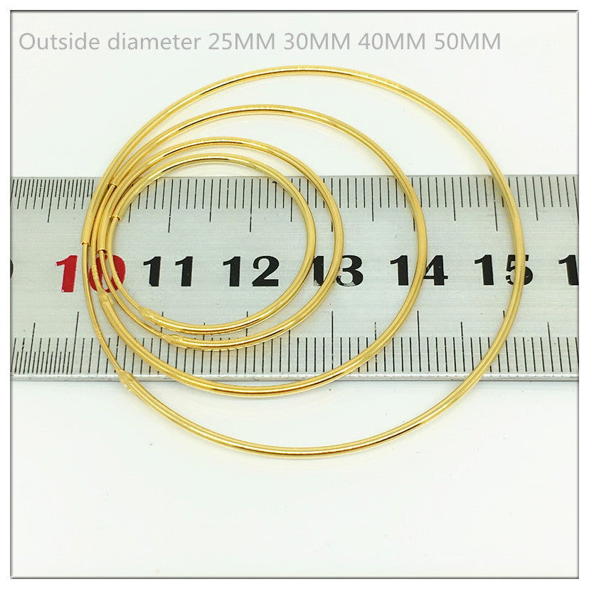Needle Big Ear Gold Plated White Copper Fashion Personality Round Earrings