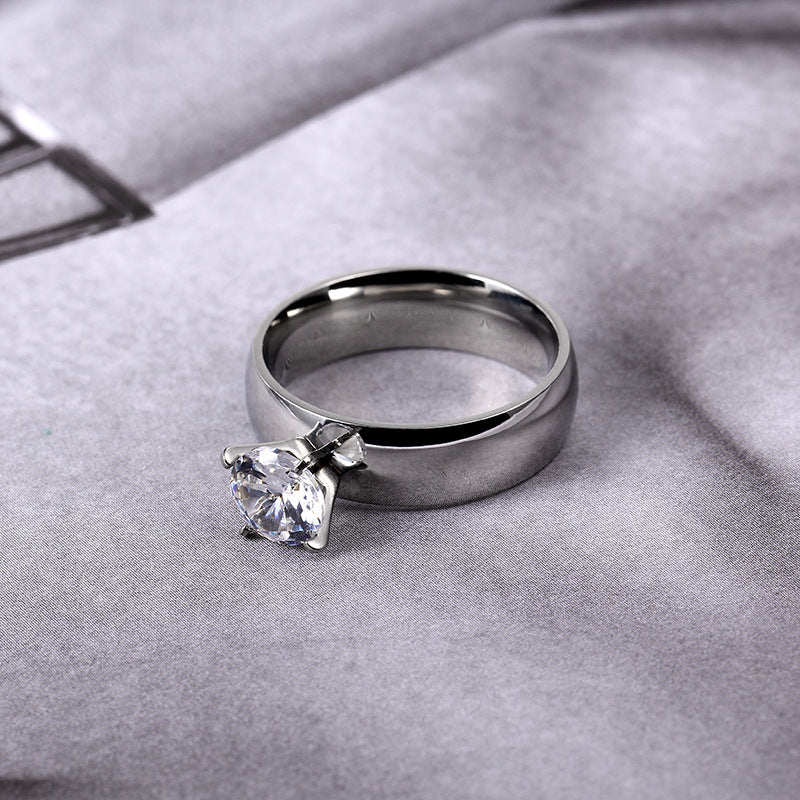Simple Titanium Steel Glossy Comfortable Inside Outside Ring
