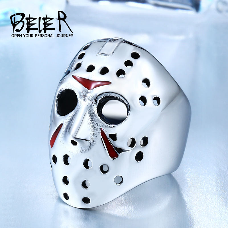 Men's Television Splendid Trendy Stainless Steel Jason Mask Epoxy Rings