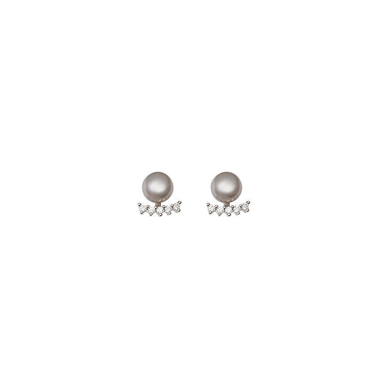 Mini Small Refined Zircon Female Gray Earrings