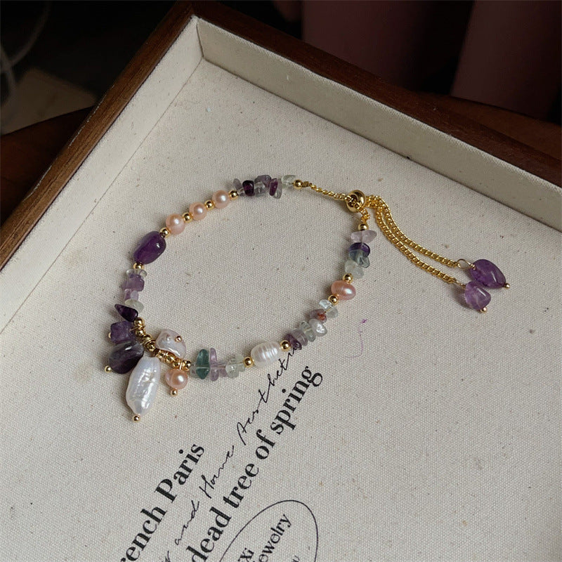 Personality Baroque Irregular Rose Stone Freshwater Pearl Female Temperament Drawable Jewelry Set