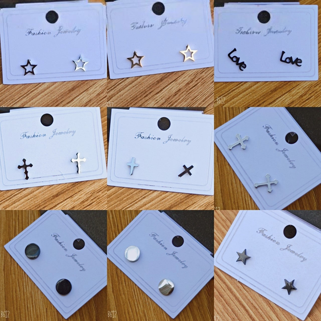 Men's Cross Five-pointed Star Black Zircon Stainless Steel Stud Earrings