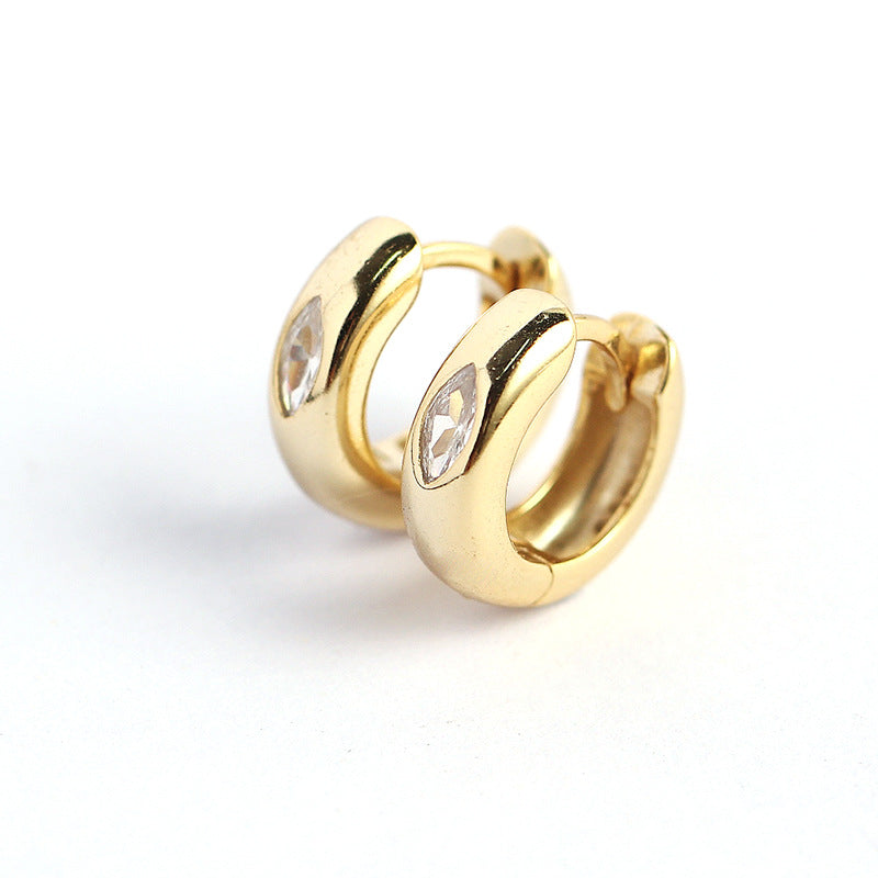 Metallic Ear Clip Sier Large Glossy Circle Horse Stud Earrings