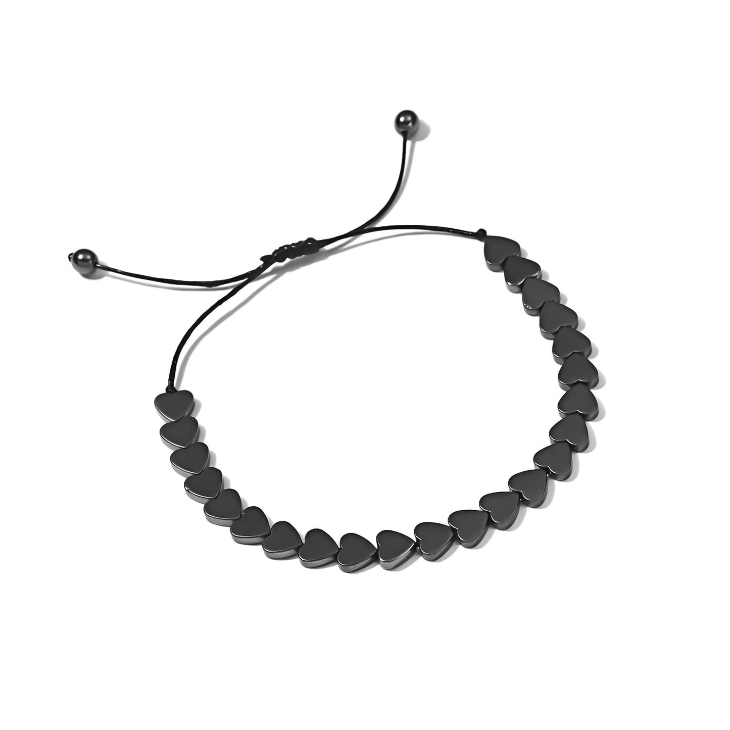 Women's Creative Heart Flat Beads Round Haematite Hand Weaving Bracelets