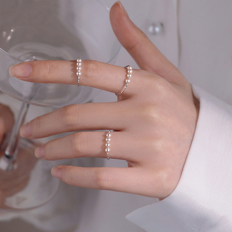 Small Pearl Open Version Simple Design Personalized Cold Ring