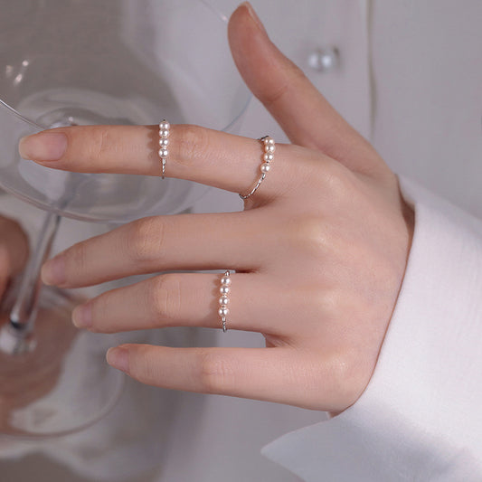 Small Pearl Open Version Simple Design Personalized Cold Ring
