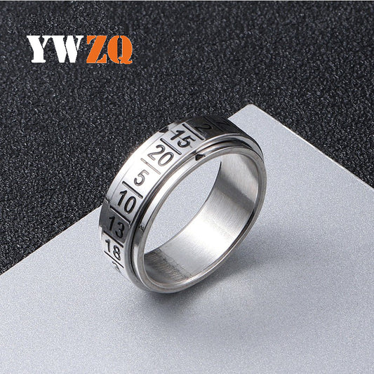 Simple Rotatable Titanium Steel Digital Personalized Rings