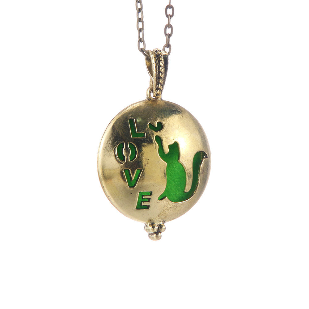 Hollow Lucky Tree Round Alloy Medal Charm Necklace