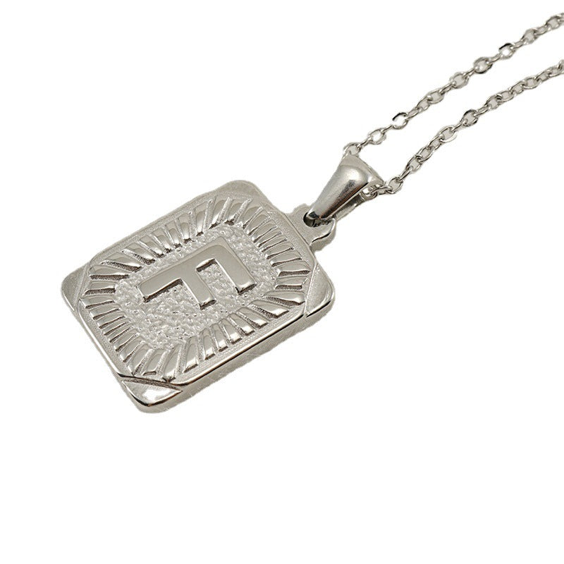 Men's Stainless Steel Cube Letter Pendant Titanium Necklaces