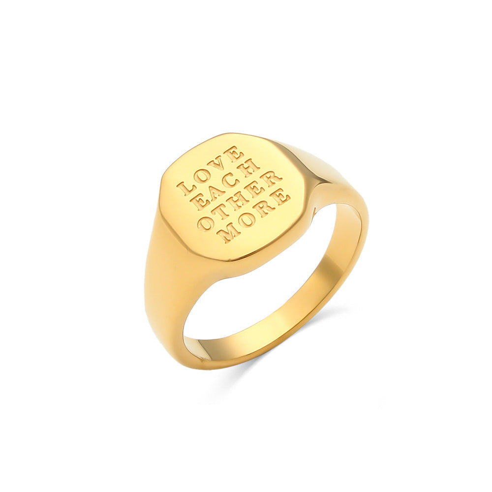 Women's Letters Special Interest Light Luxury Fashion Ring