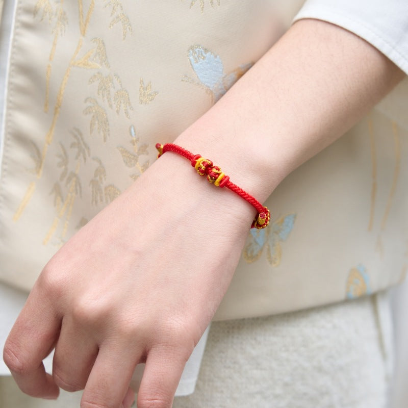 Life Red Rope Beaded Hand Woven Braid Bracelets
