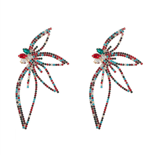 Boucles d'oreilles en alliage de diamants, série de chaînes à griffes exagérées pour femmes