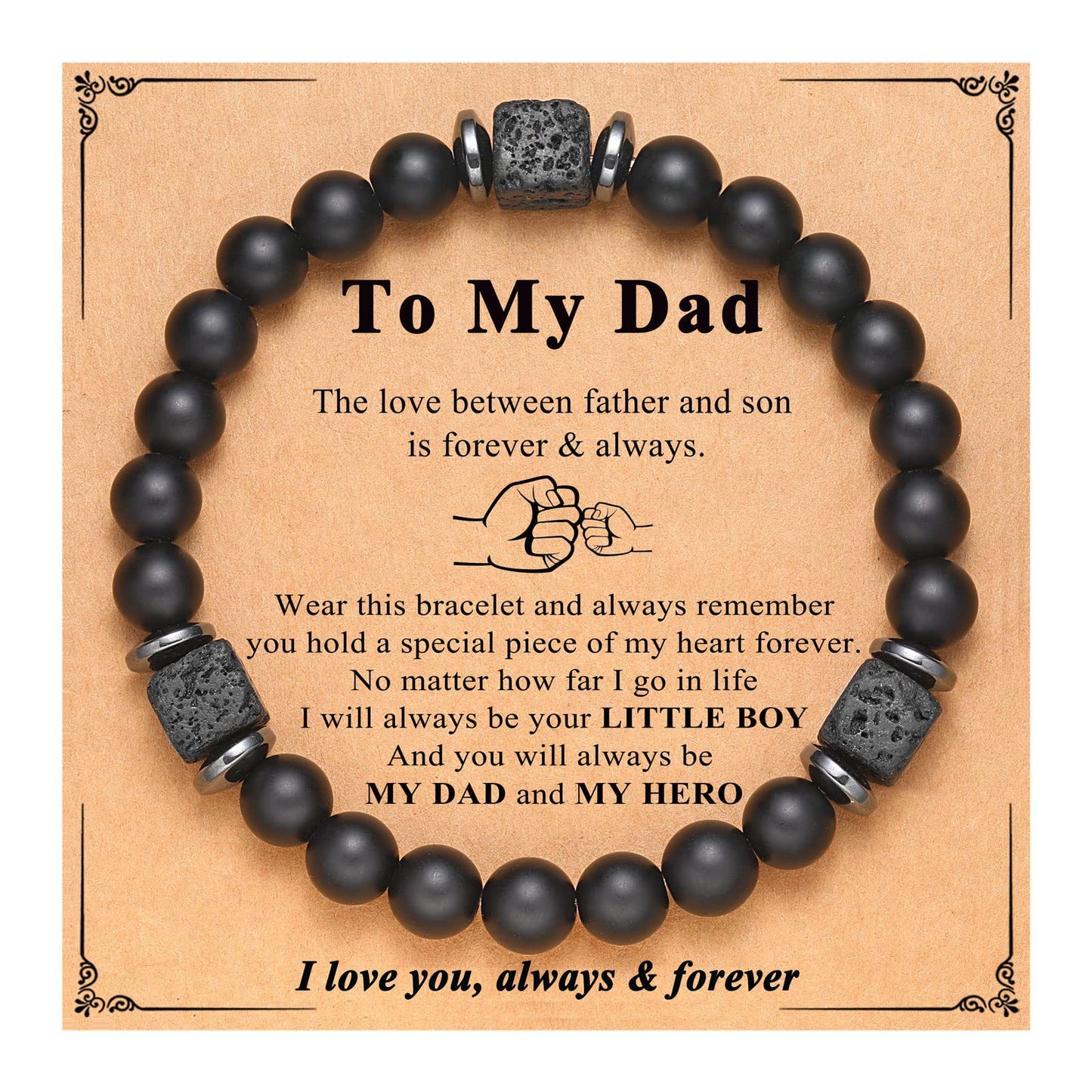 Frosted Square Volcanic Stone Father's Day Bracelets