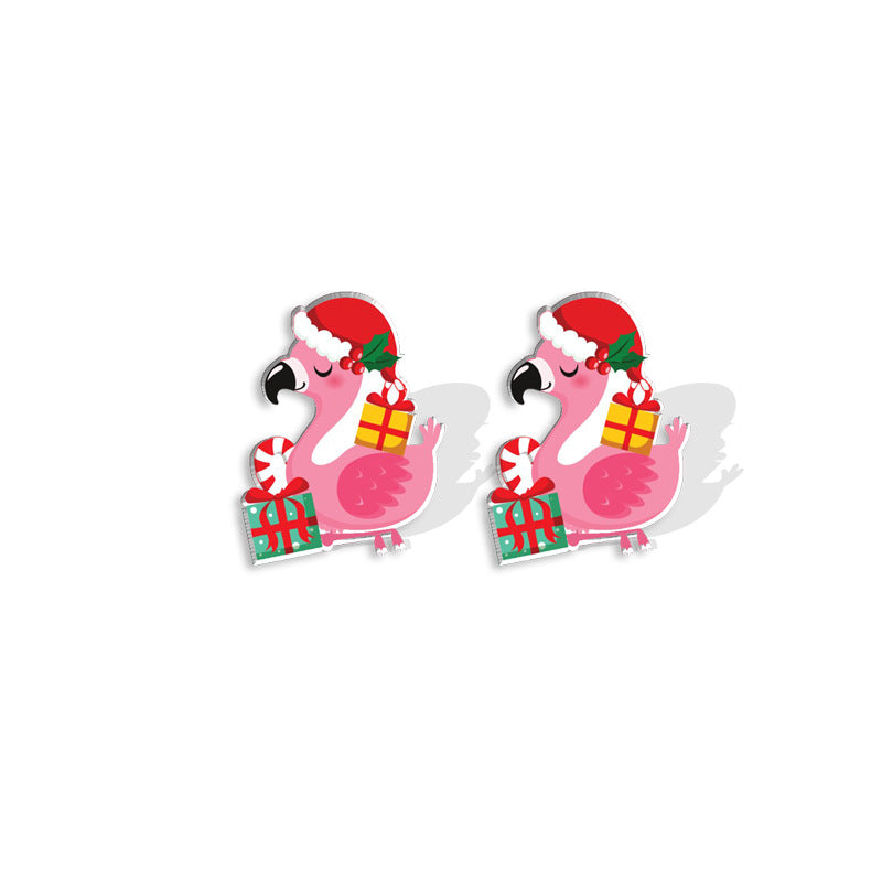 Acrylic Christmas Holiday Female Creative Cartoon Hat Resin Stud Earrings