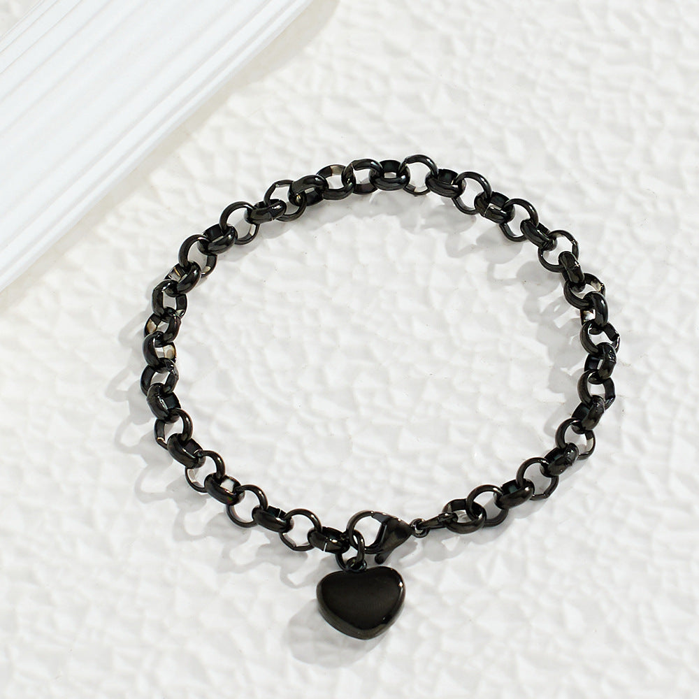 Simple Fashion Stainless Steel Heart Shaped Gold Plated Bracelets