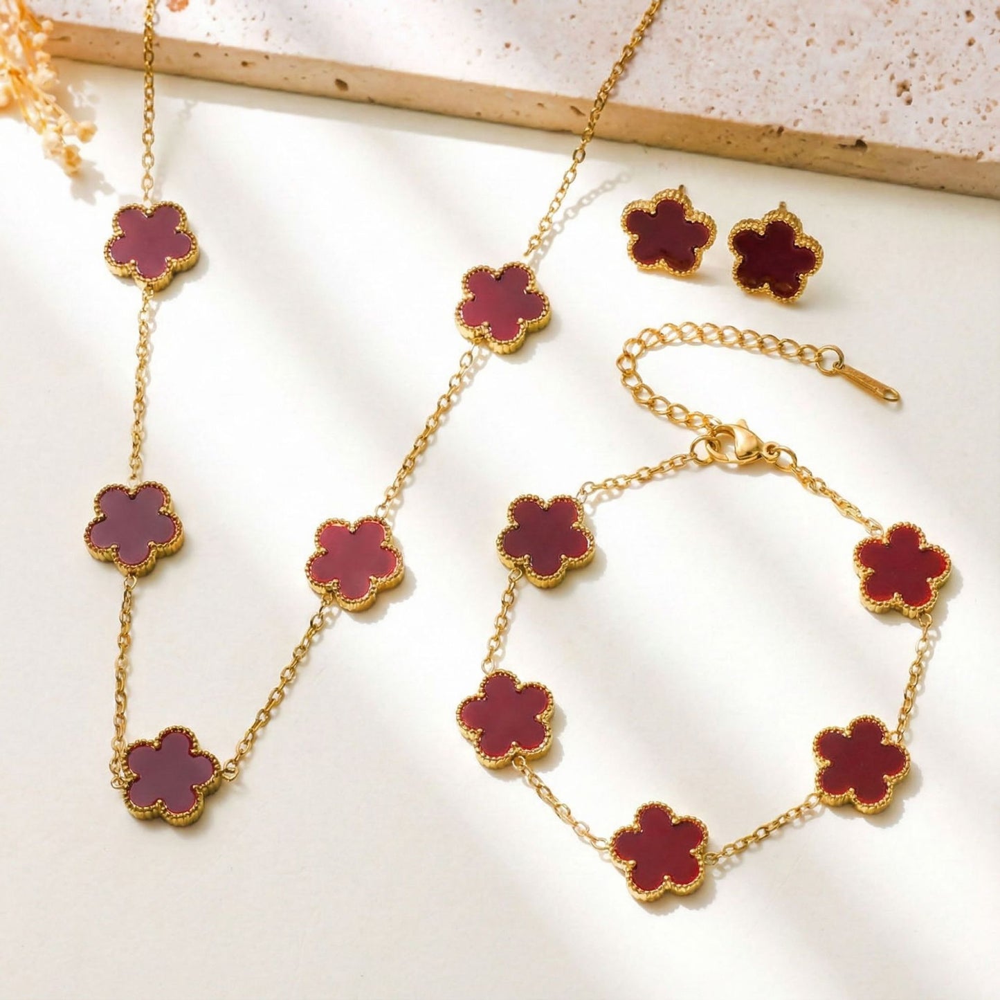 Parthenocissus Grass Stainless Steel Fashion Commuter Jewelry Set