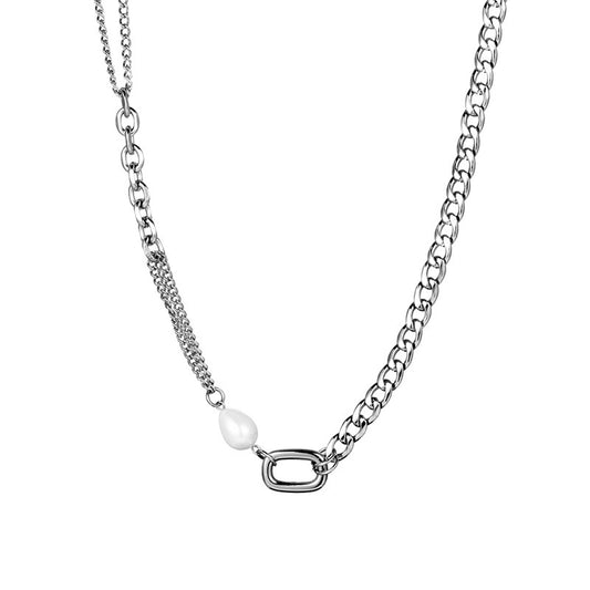 Men's Hop Titanium Steel Fashion Stitching Cuban Clavicle Chain Necklaces
