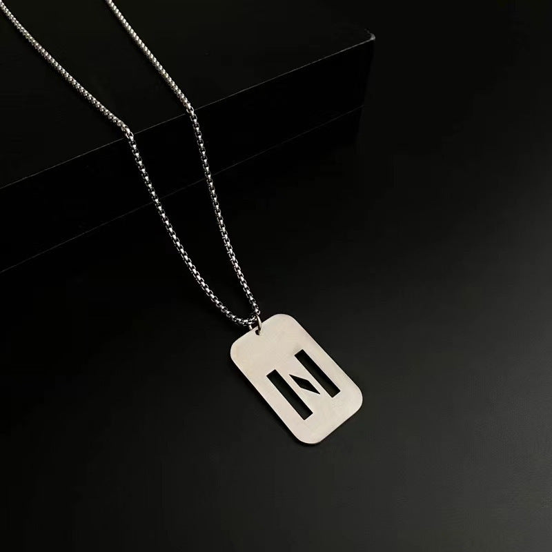 Men's Titanium Steel Female Letter Nameplate Pendant Necklaces