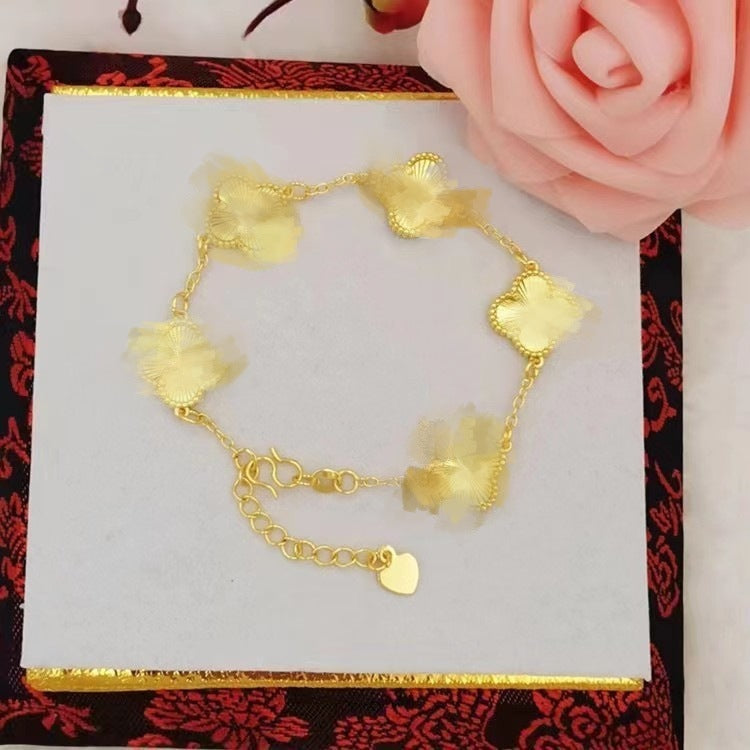 Women's Alluvial Gold Clover Light Luxury High-grade Hand Bracelet