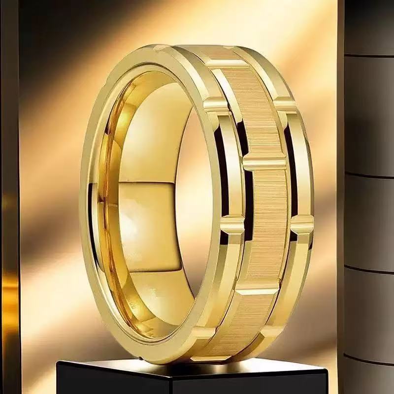 Men's Stainless Steel Black Gold Niche Titanium Rings