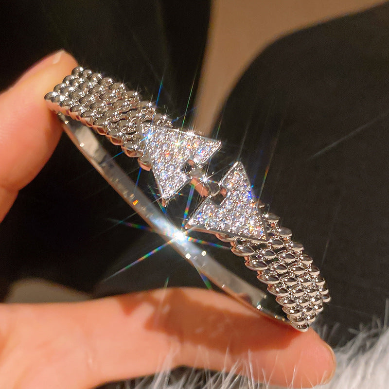 Electroplated Zircon Triangle Stylish Simple Versatile Light Luxury Bracelet
