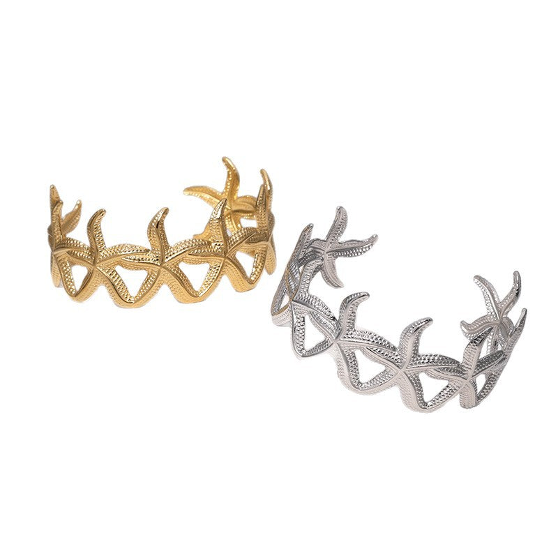 Steel Starfish Female Fashion Individual Casual Style Gold Titanium Bracelets