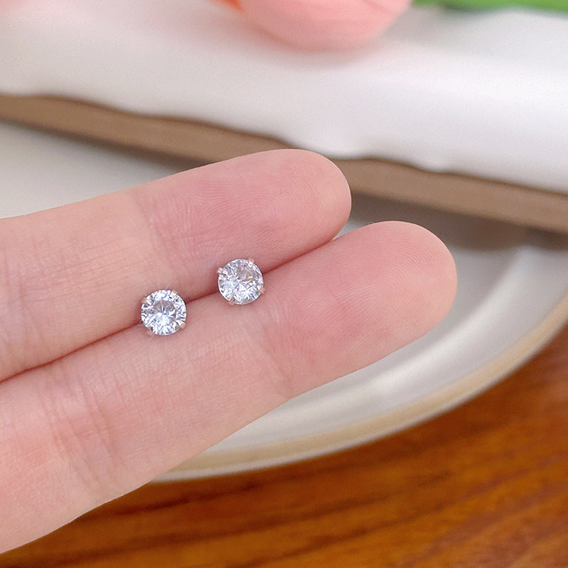 Women's Needle Simple And Compact Zircon Light Luxury High Sense Earrings