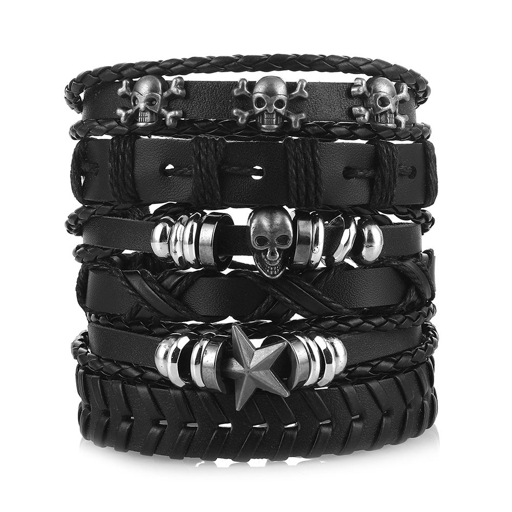 Korean Jewelry Woven Mixed Skull Head Bracelets