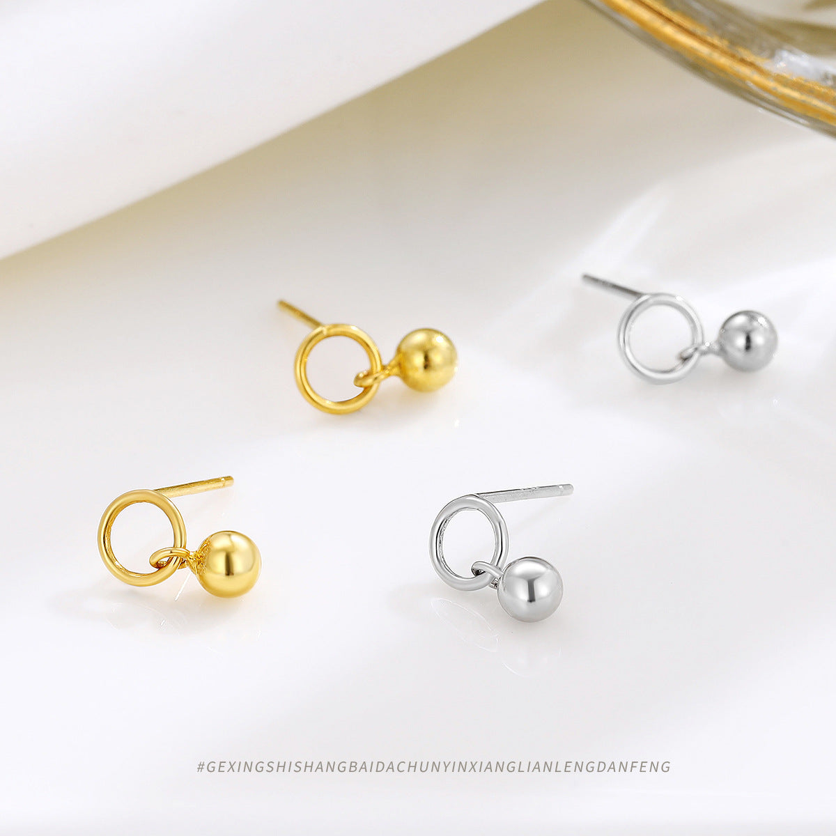 Sterling Sier Temperamental Simple Circle Ball Earrings