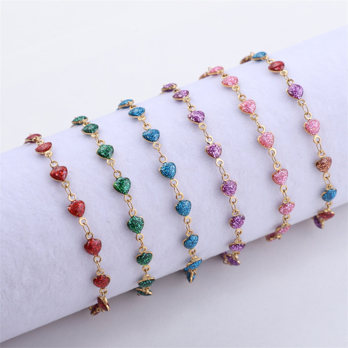 Stainless Steel Love Glitter Dripping Chain Fashion Personality Vertical Bracelet