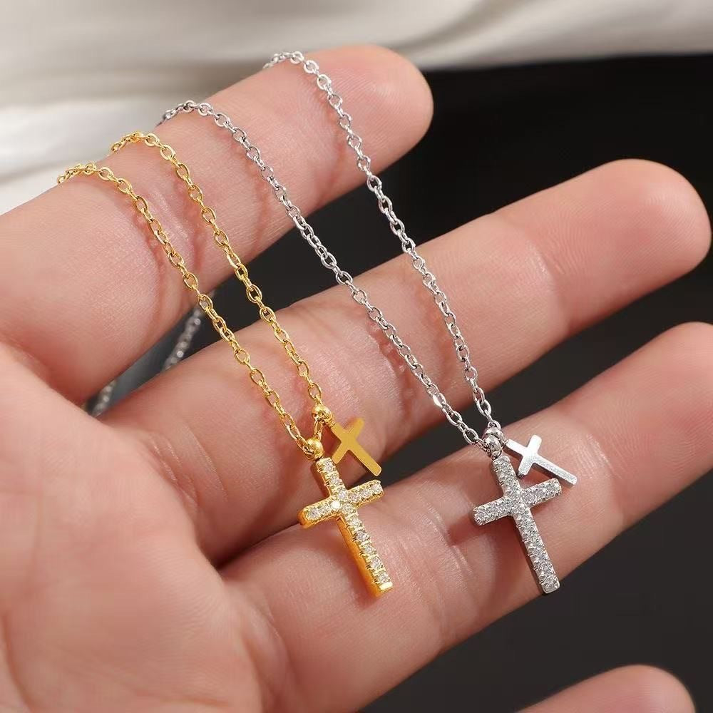 Women's Diamond Titanium Steel Gold-plated Waterproof Clavicle Chain Light Luxury High Necklaces