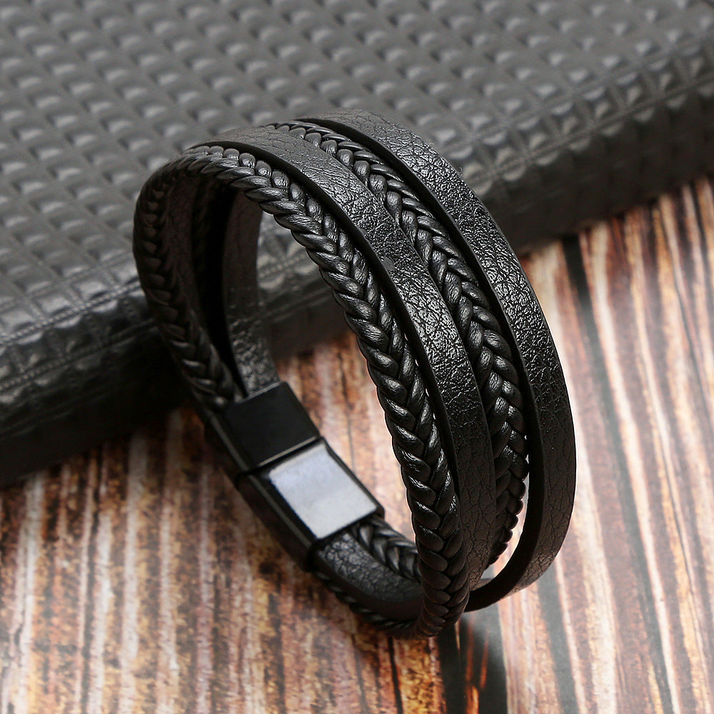 Men's Fashion Woven Alloy Magnetic Buckle Bracelets