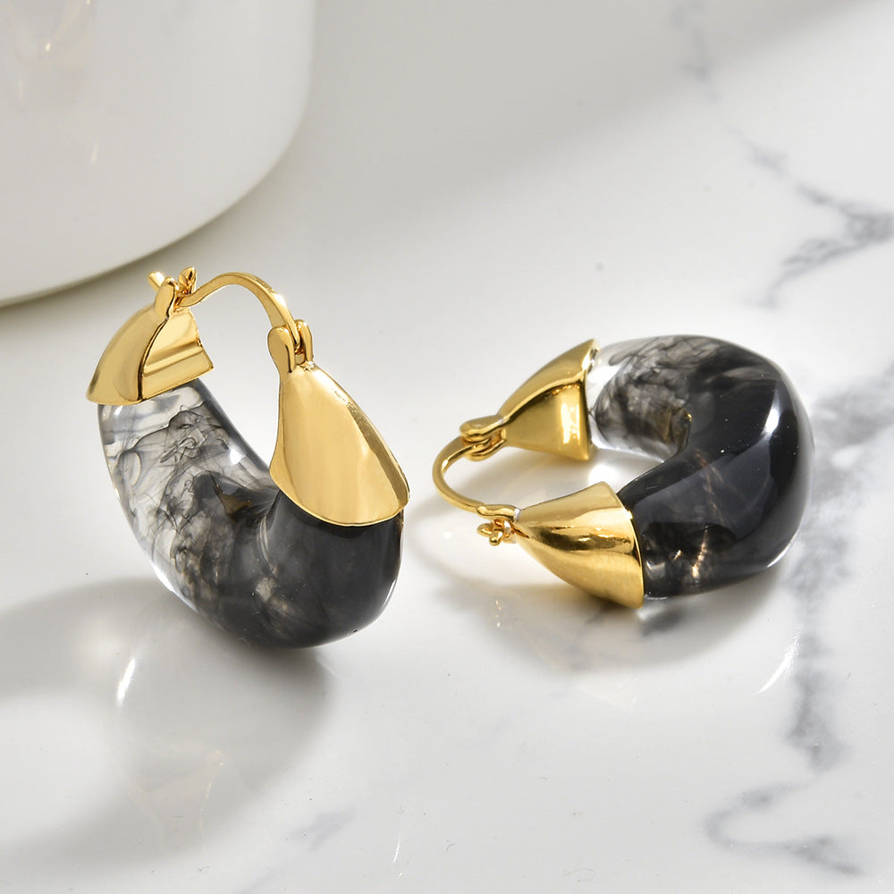 Personalized Resin Coffee Color Retro Affordable Luxury High Sense Temperament Ear Buckle