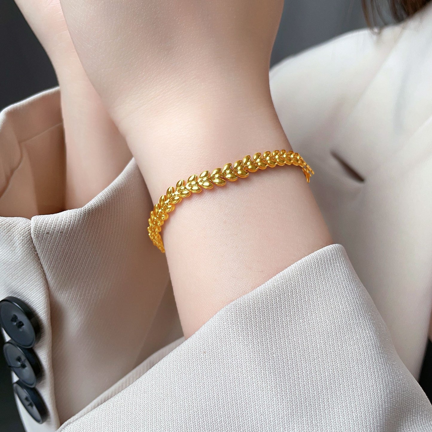 Women's Gold Wheat For Trendy Design Light Luxury Bracelets